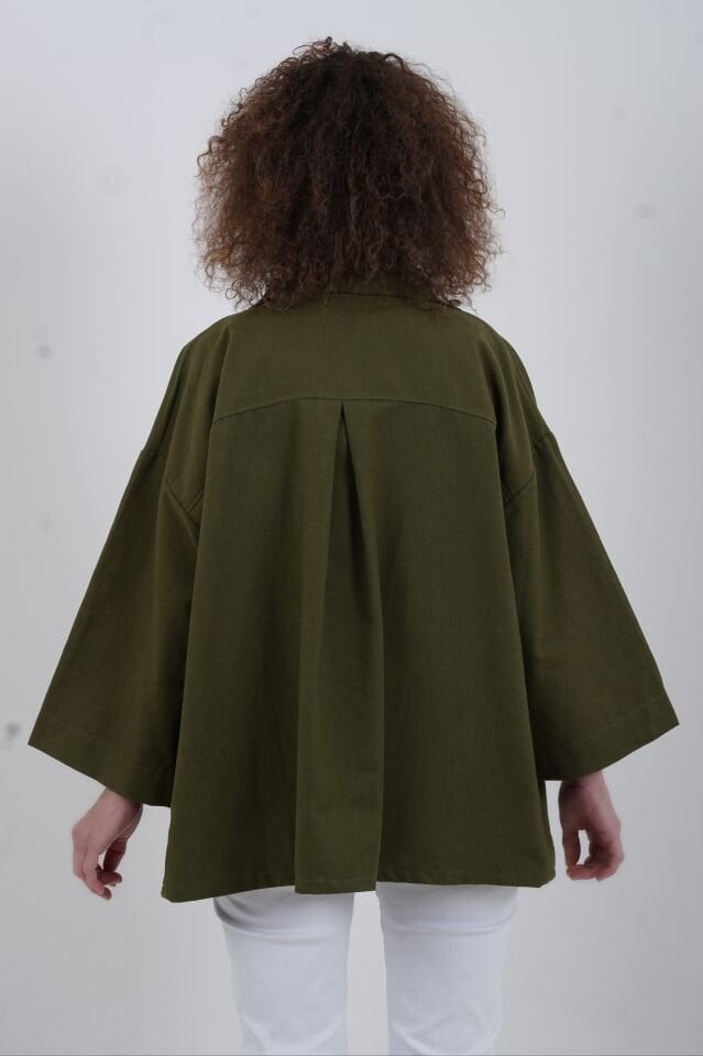 Haki Çıt Çıtlı Mont