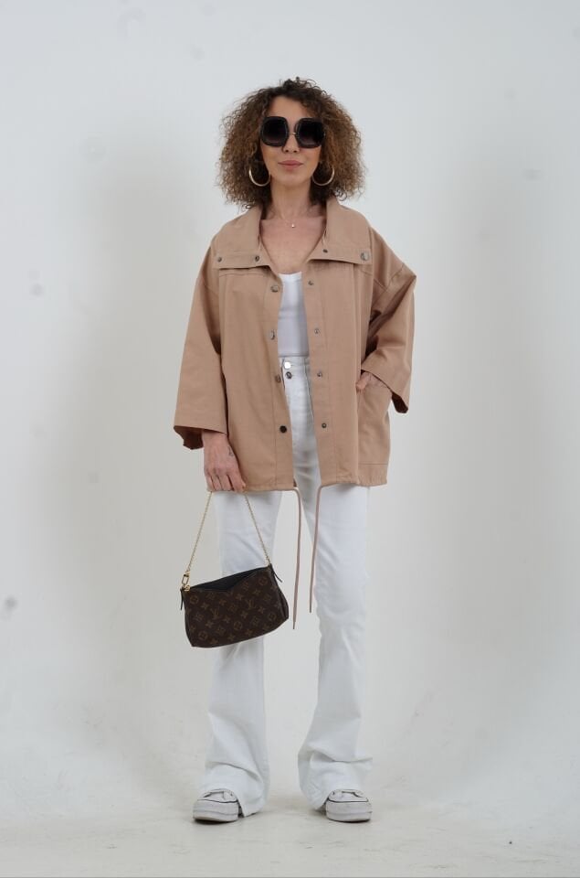 Bej Çıt Çıtlı Mont