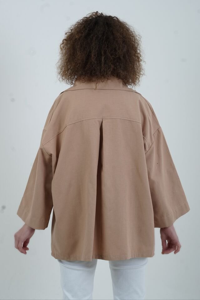 Bej Çıt Çıtlı Mont