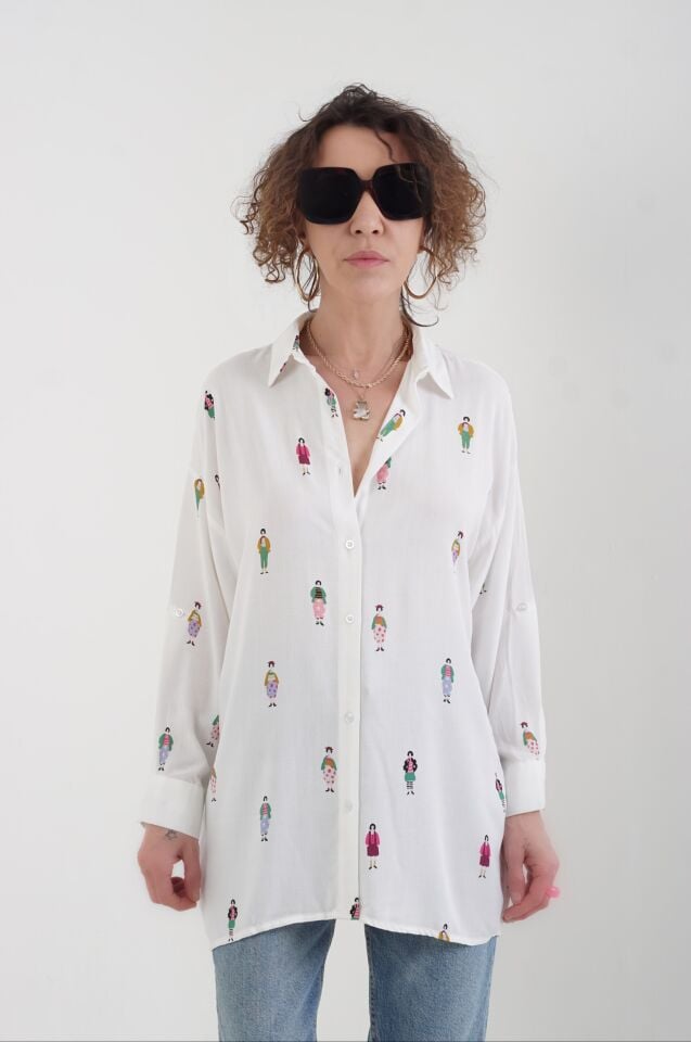 Figür Baskılı Gömlek