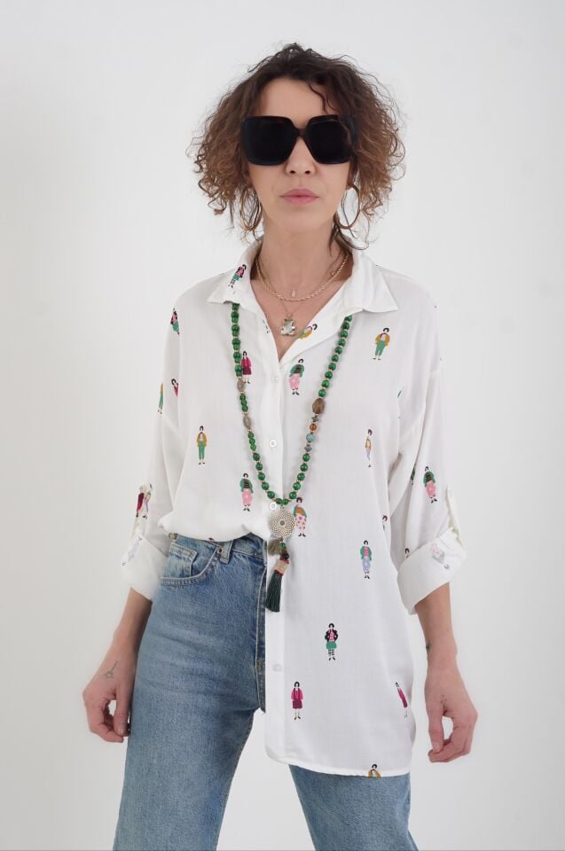 Figür Baskılı Gömlek