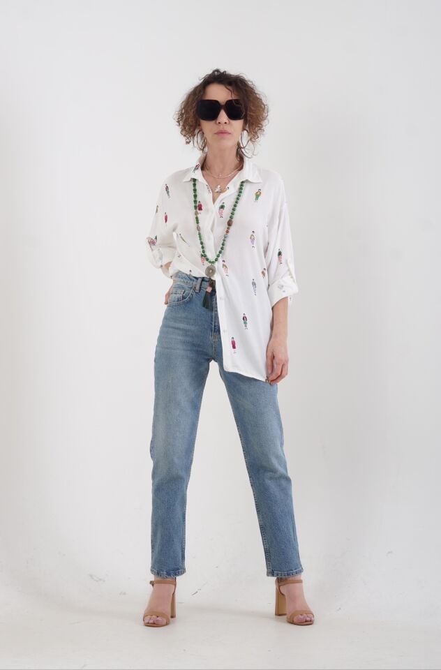 Figür Baskılı Gömlek