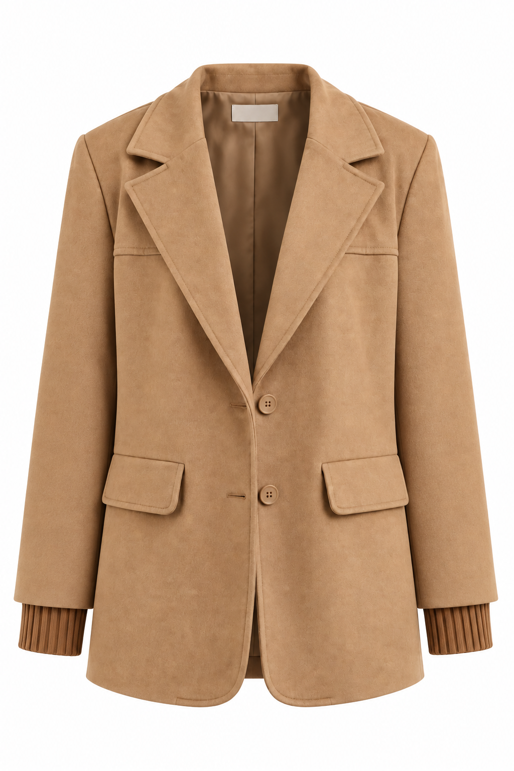 Bej Suni Süet Oversize Blazer Ceket