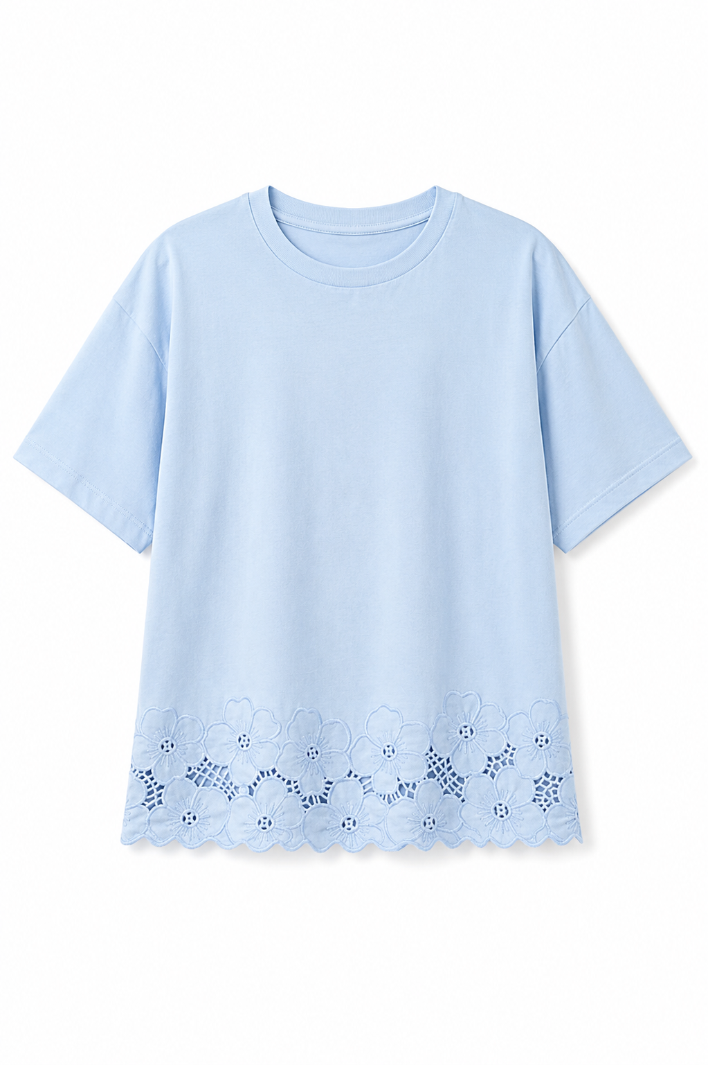Mavi Etek Ucu Beyaz İş Tshirt