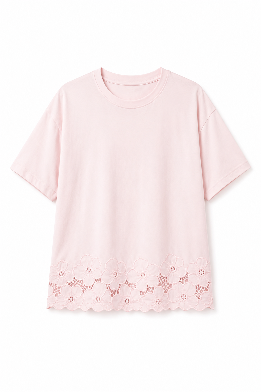 Pembe Etek Ucu Beyaz İş Tshirt