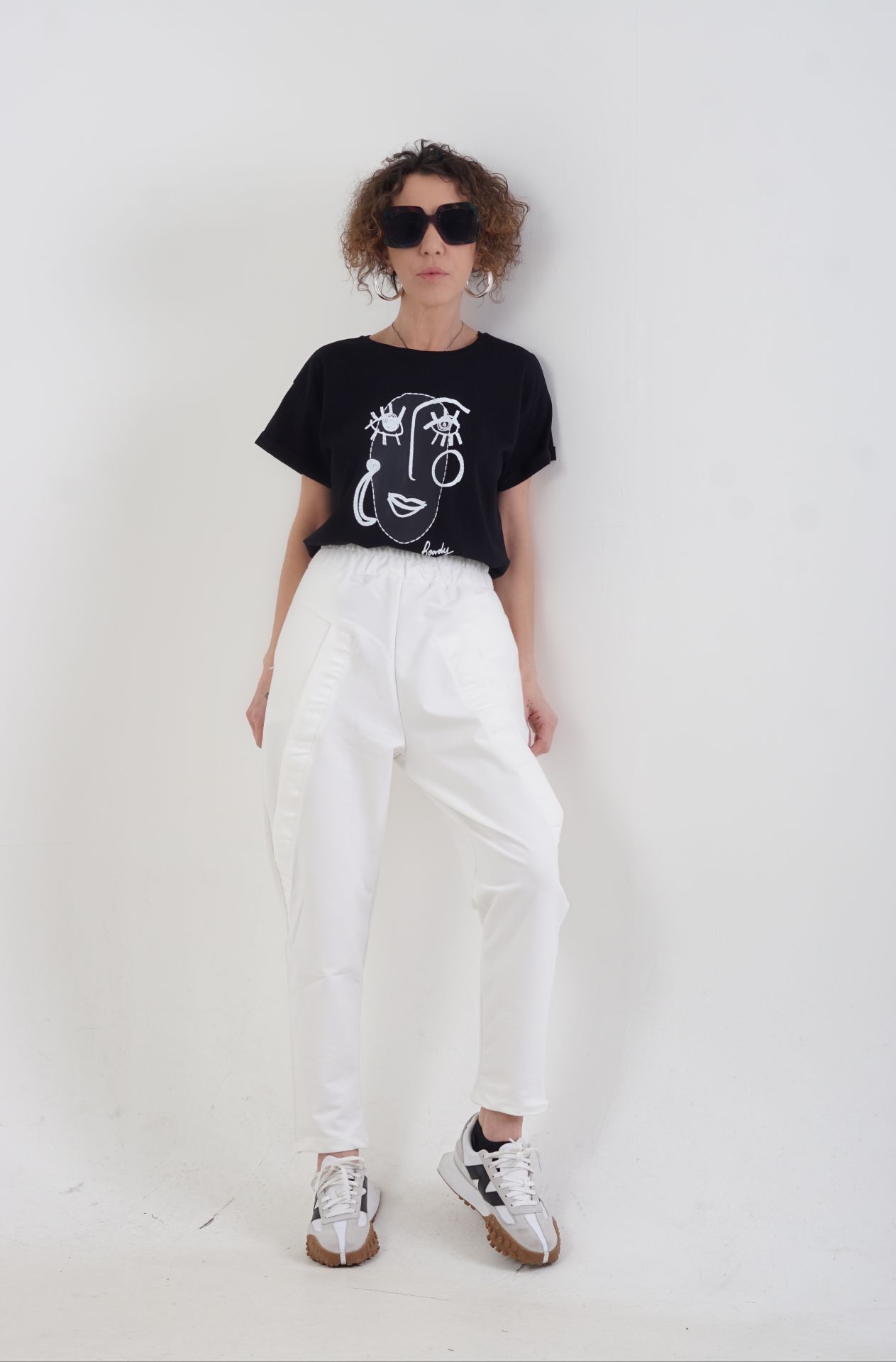 Diagonal Detaylı Jogger Pantolon EKRU - L