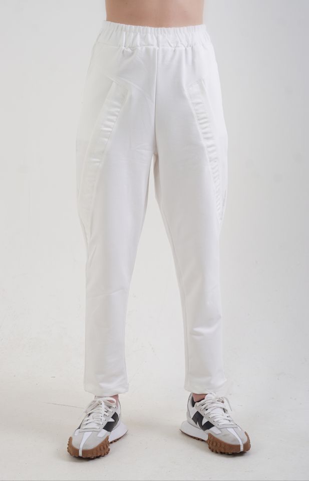 Diagonal Detaylı Jogger Pantolon EKRU - M