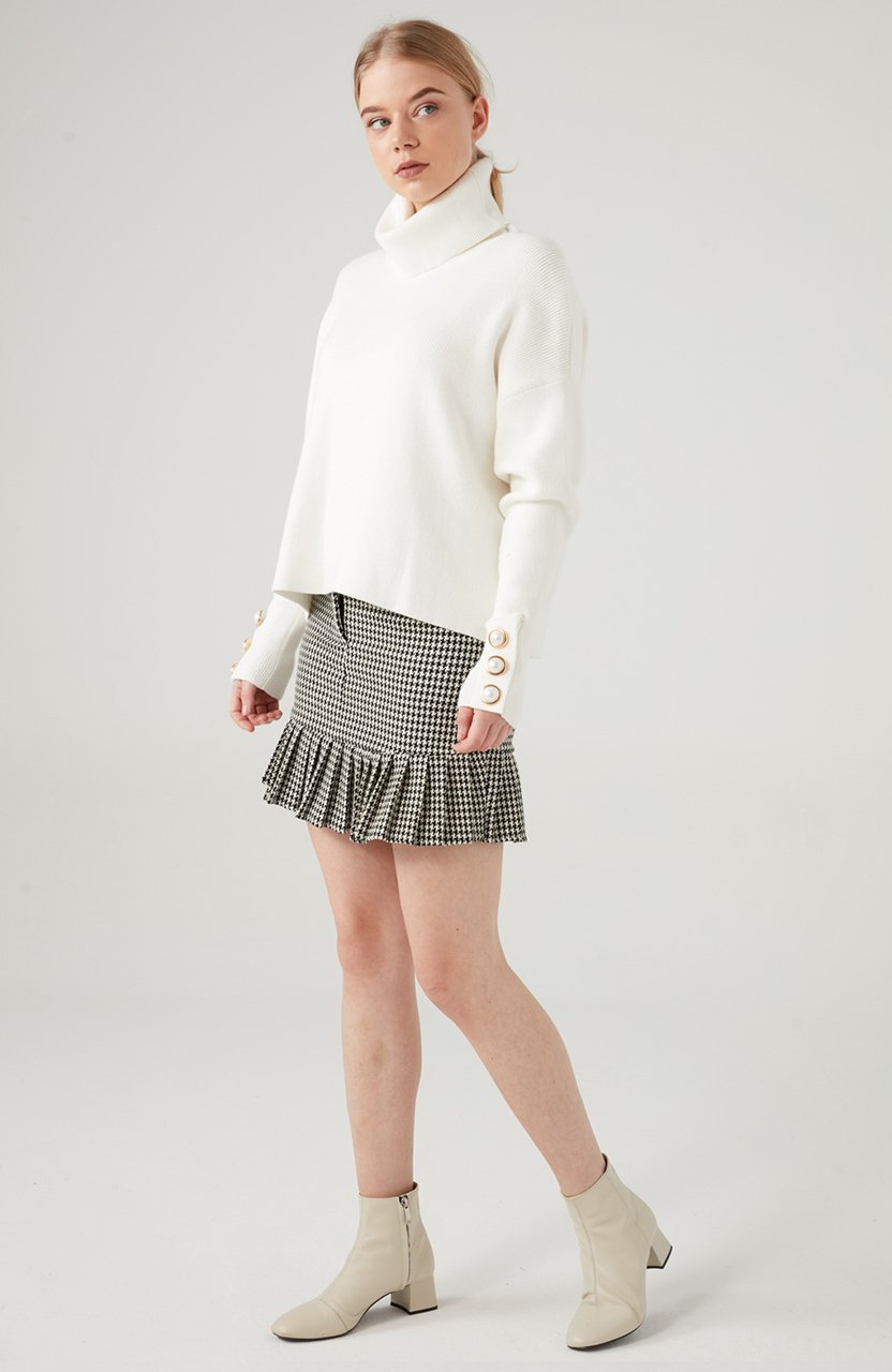 Kazayağı Kısa Pliseli Etek