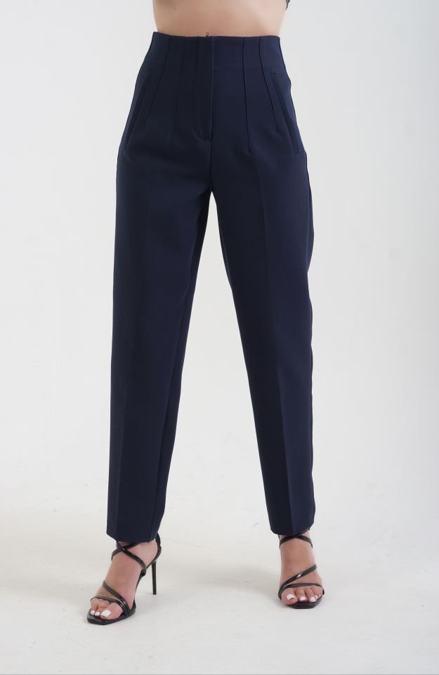 Önü Flatolu Pantolon LACİVERT - XL