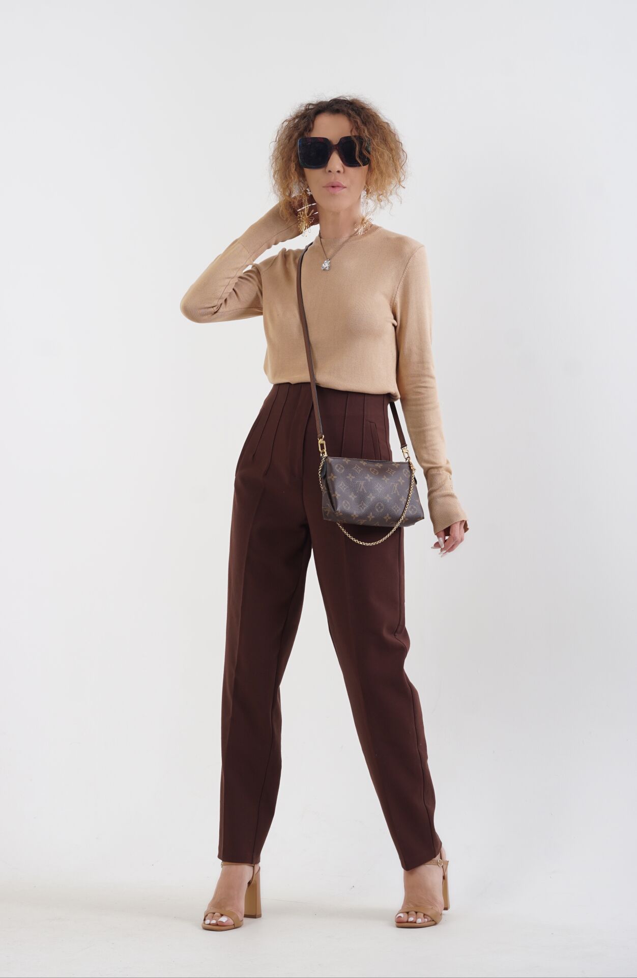 Önü Flatolu Pantolon KAHVERENGİ - M