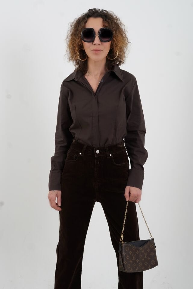 Kahve Pensli Gömlek