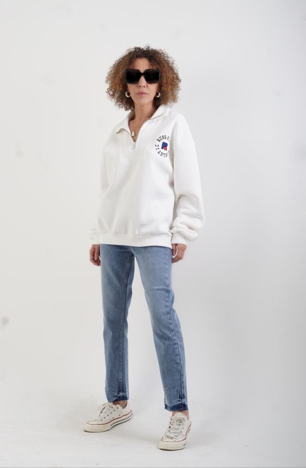 Buz Mavi Paçası Dikişsiz Mom Fit Jean Pantolon