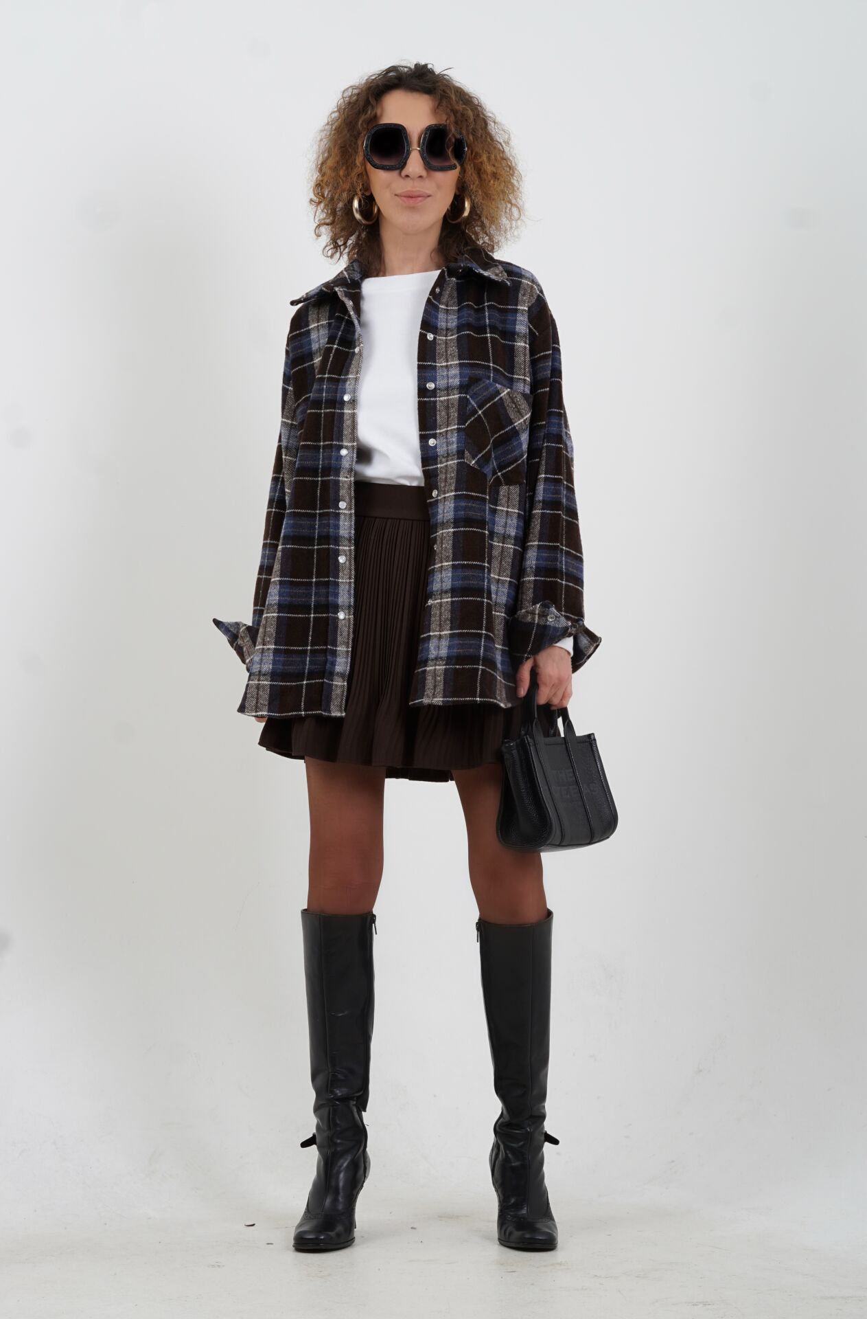 Kahve İçi Şort Astarlı Piliseli Mini Etek