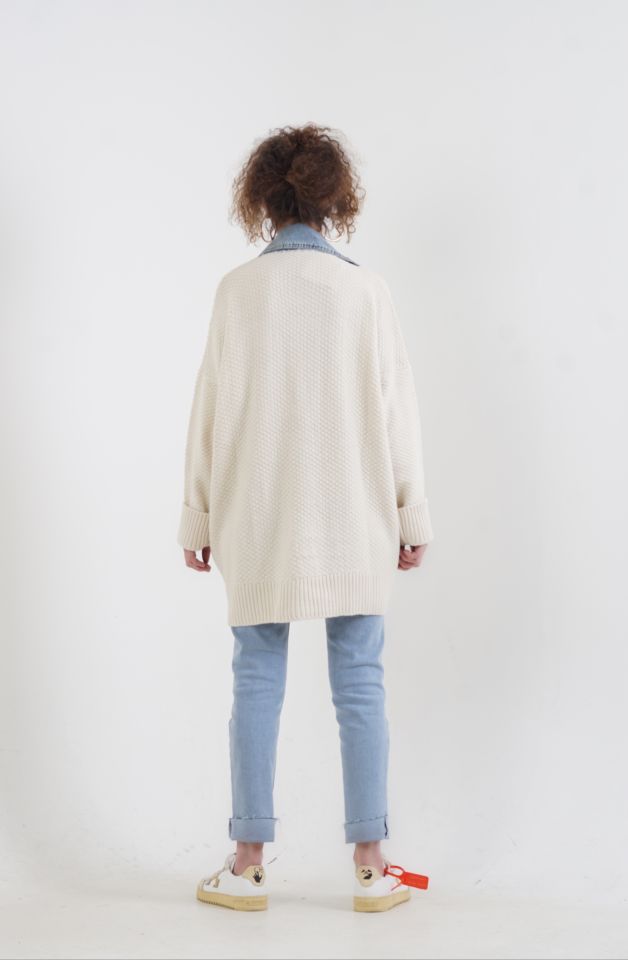 Taş Denim Detaylı Hırka