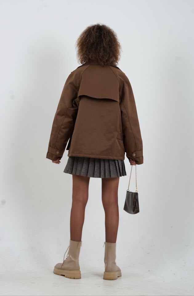 Kahve Kadife Yaka Mont