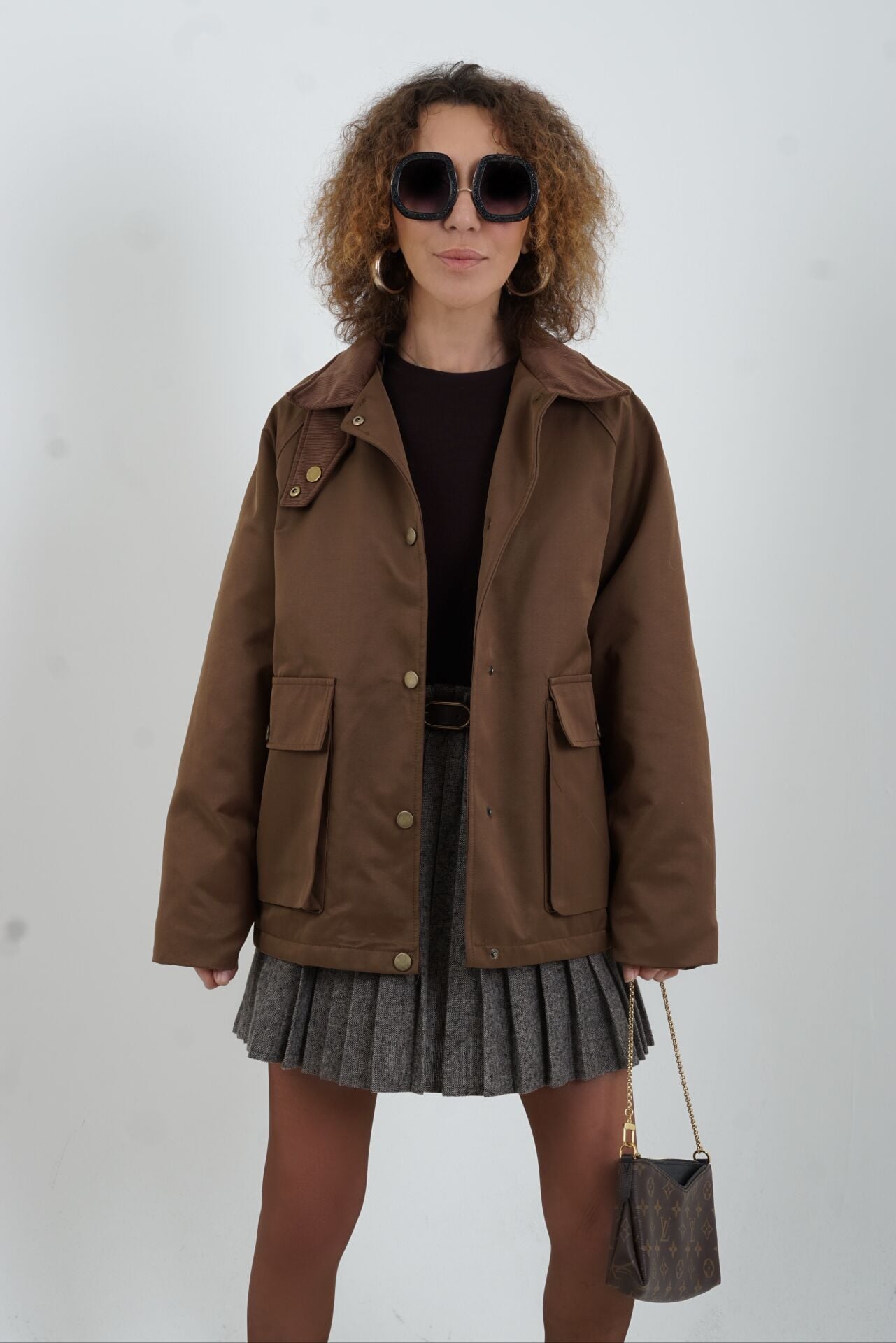 Kahve Kadife Yaka Mont