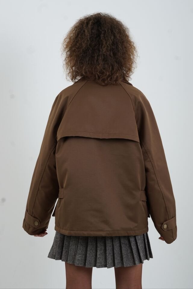 Kahve Kadife Yaka Mont