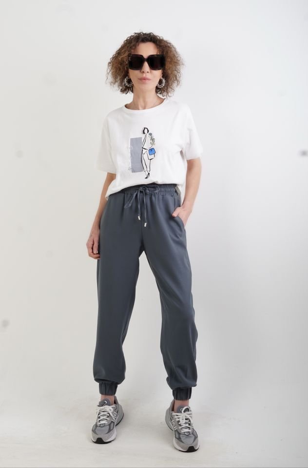 Ekru Çantalı Kız Baskılı Tshirt