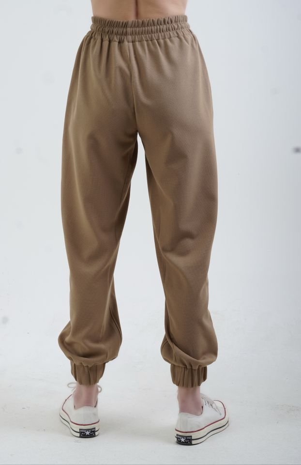 Camel Pike Beli ve Paçası Lastikli Pantolon