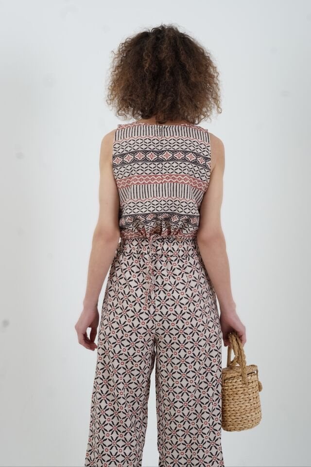 Tribal Desenli  Bluz Pantolon Takım