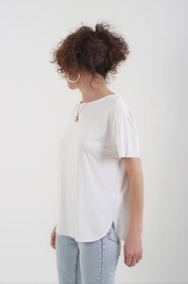 Beyaz Oslo Modal Kumaş O Yaka Tshirt