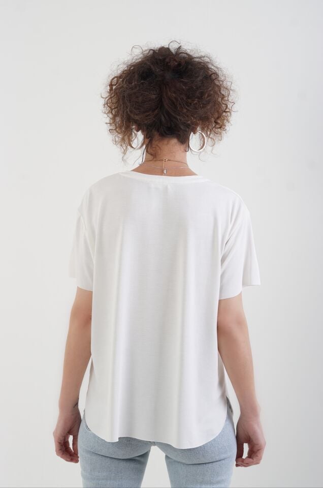 Beyaz Oslo Modal Kumaş O Yaka Tshirt
