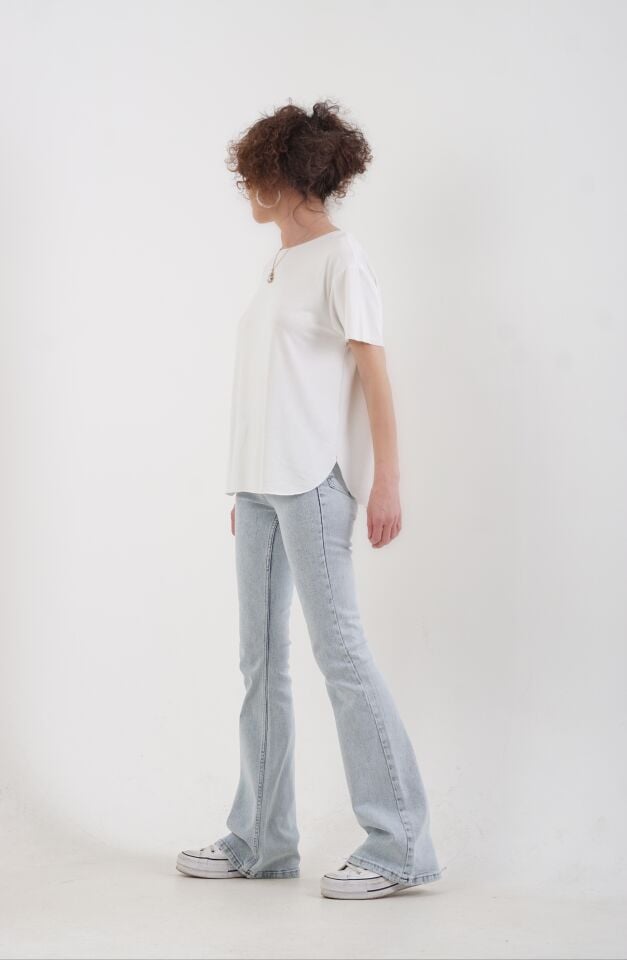 Beyaz Oslo Modal Kumaş O Yaka Tshirt