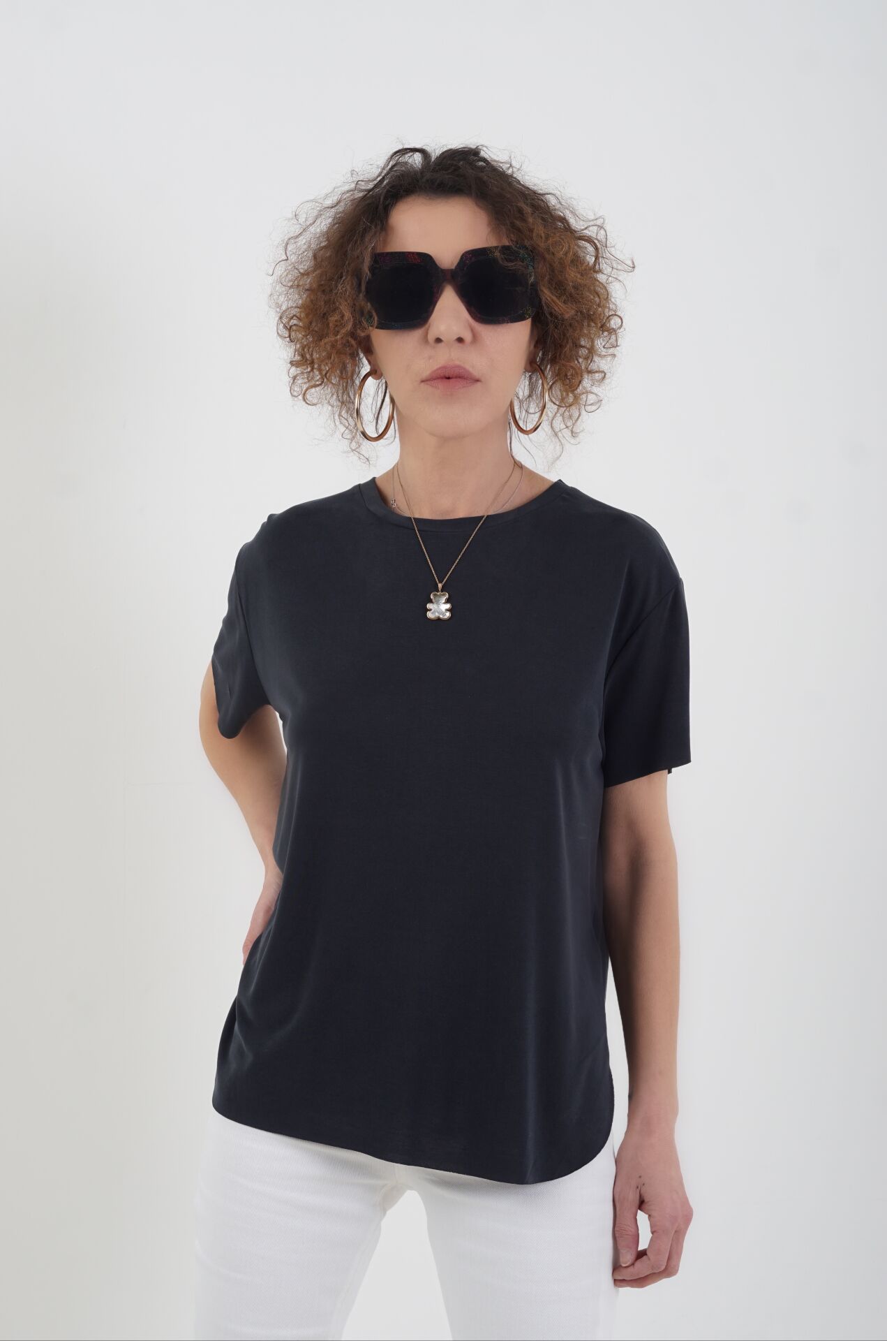 Antrasit Oslo Modal Kumaş O Yaka Tshirt