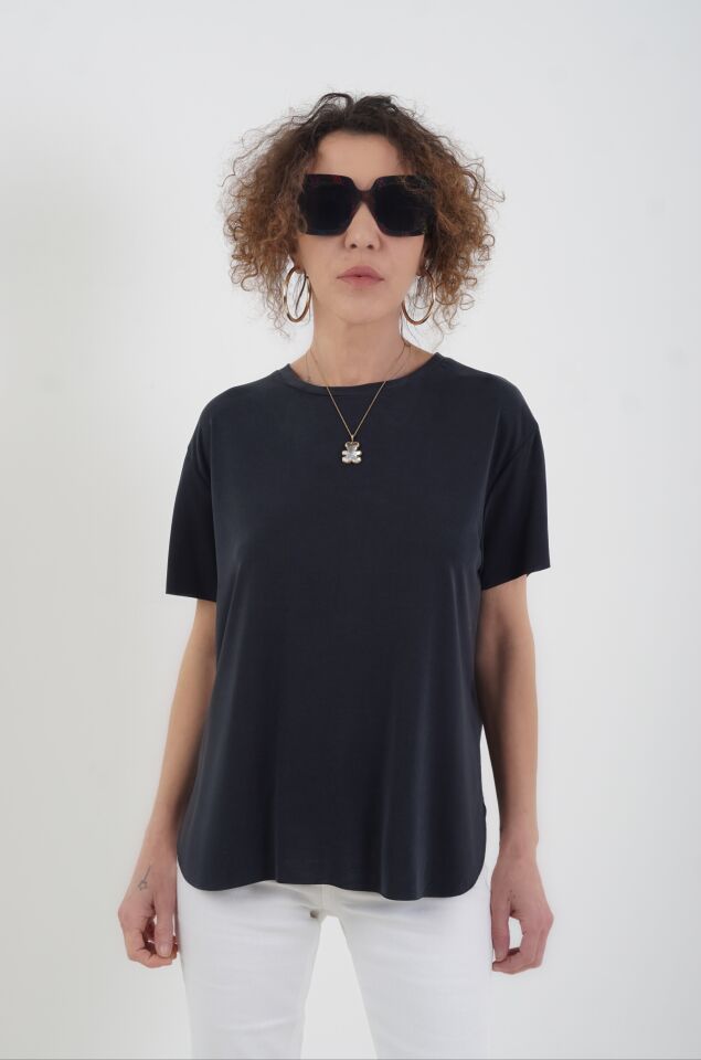 Antrasit Oslo Modal Kumaş O Yaka Tshirt
