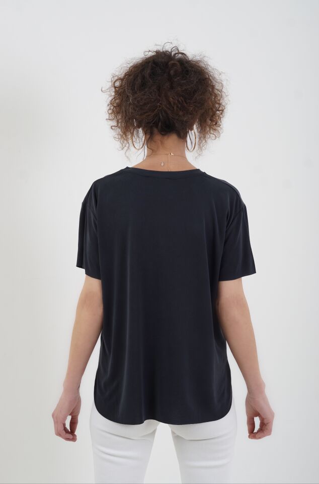 Antrasit Oslo Modal Kumaş O Yaka Tshirt