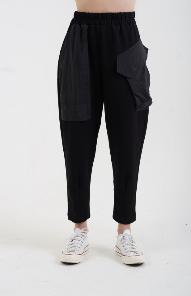 Cep Detaylı Eşofman Pantolon SİYAH - M