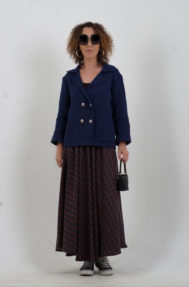 Lacivert Çelik Örme Triko Ceket