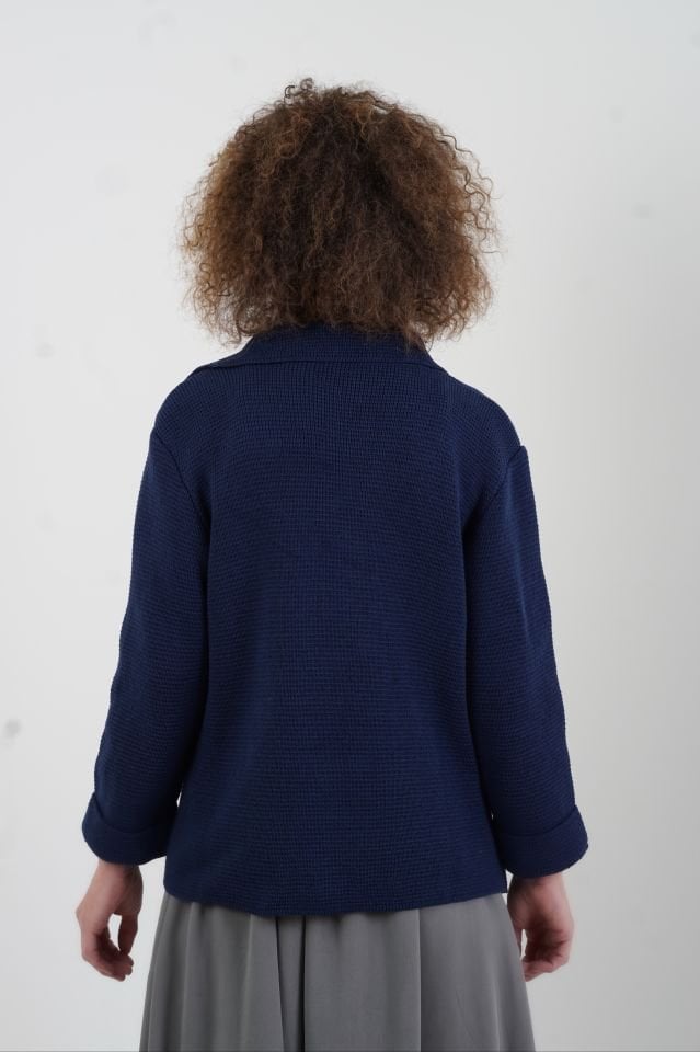 Lacivert Çelik Örme Triko Ceket