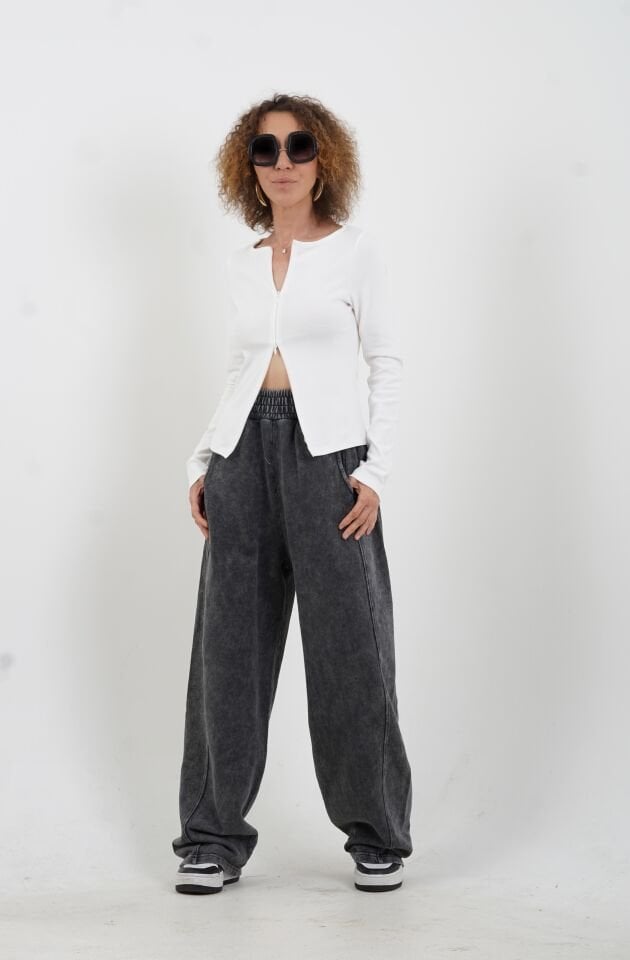 Antrasit Yıkama Efektli Balon Jogger Pantolon