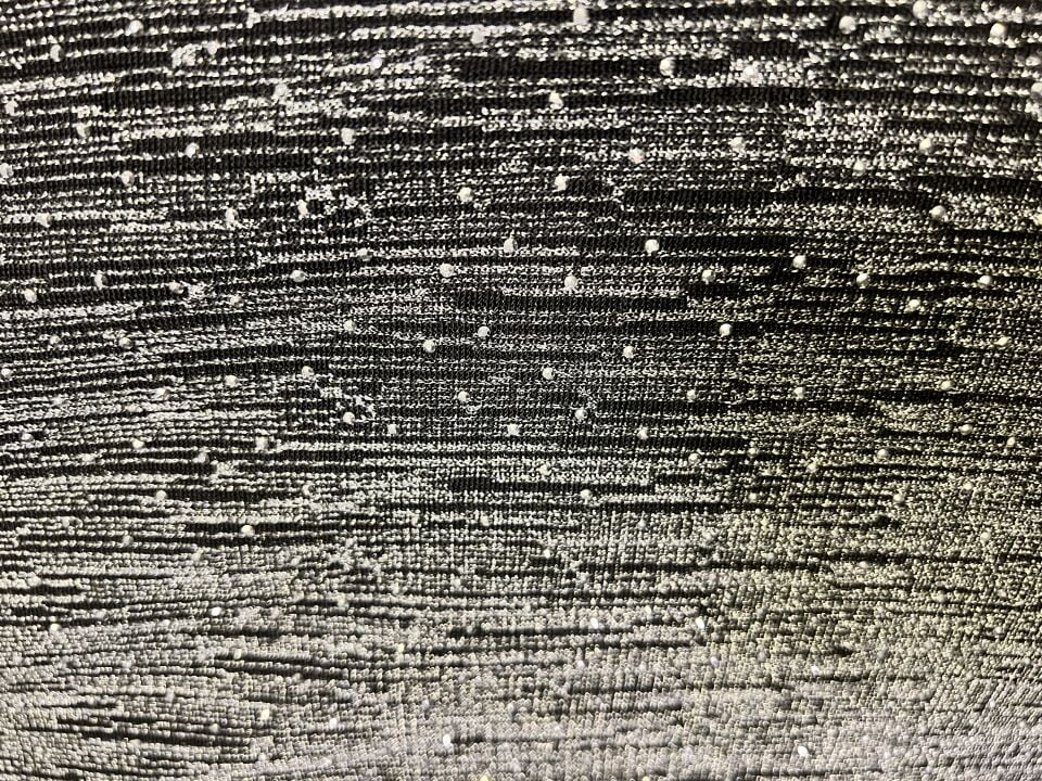 Siyah Simli Gümüş Droplu Beli Lastikli Pantolon