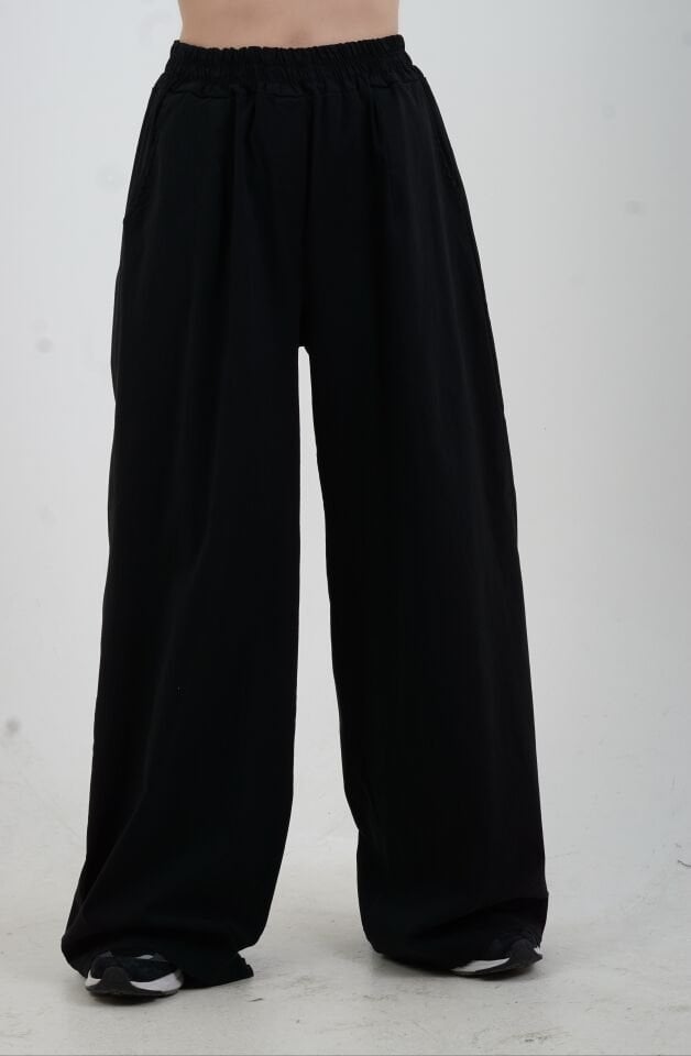 Siyah Pamuklu Palazzo Pantolon