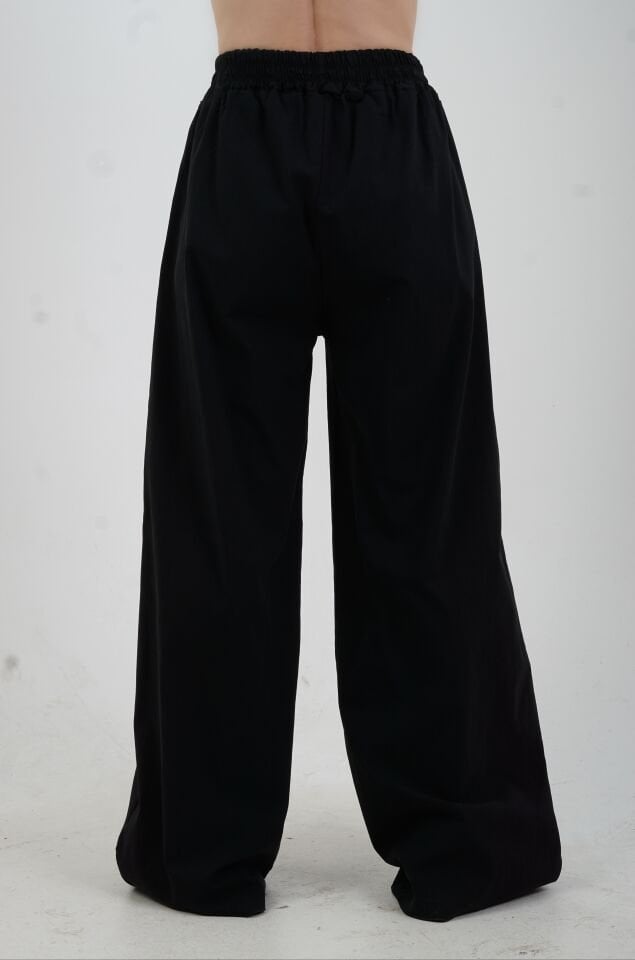 Siyah Pamuklu Palazzo Pantolon