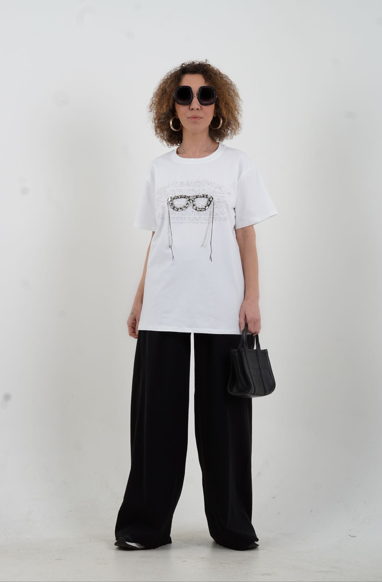 Siyah Pamuklu Palazzo Pantolon