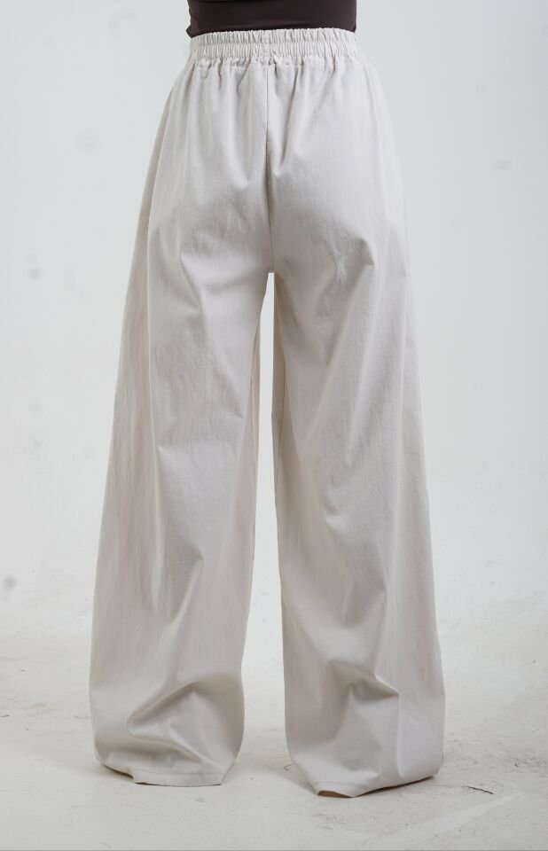 Krem Pamuklu Palazzo Pantolon