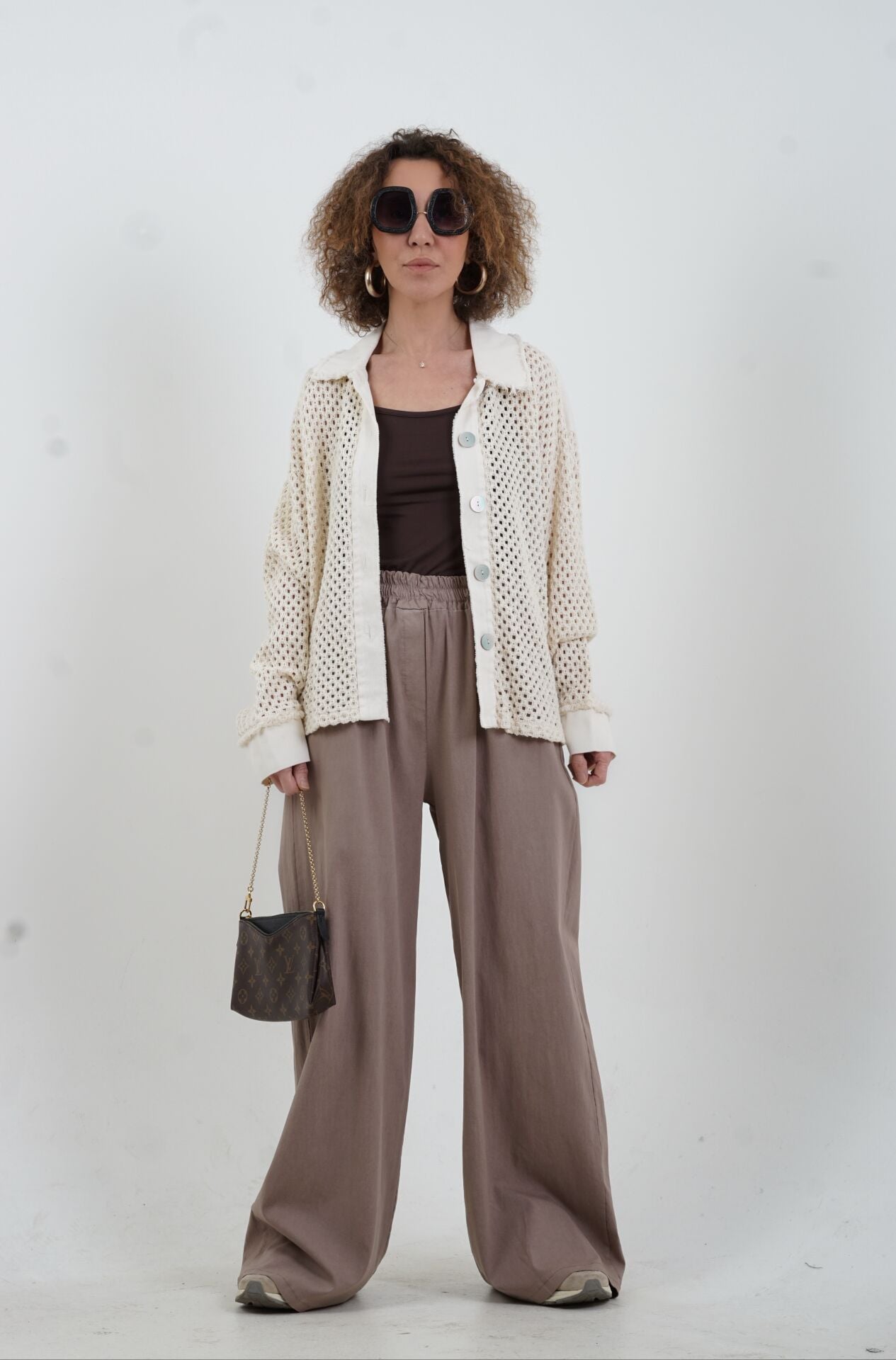 Vizon Pamuklu Palazzo Pantolon