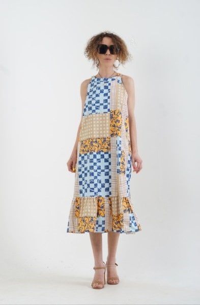 Mozaik Patchwork Desen Elbise