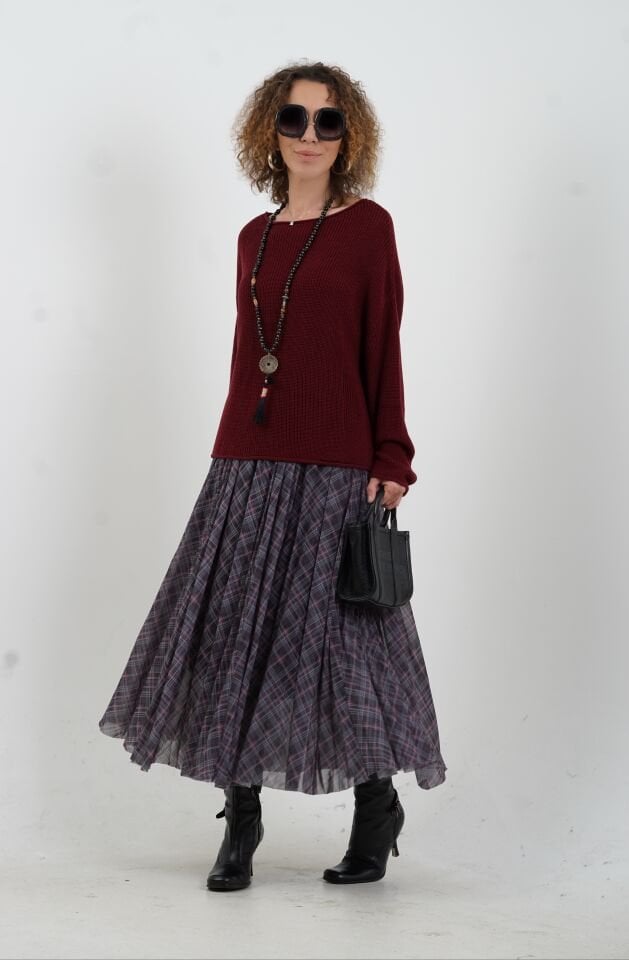 Antrasit  Ekoseli Tül Etek