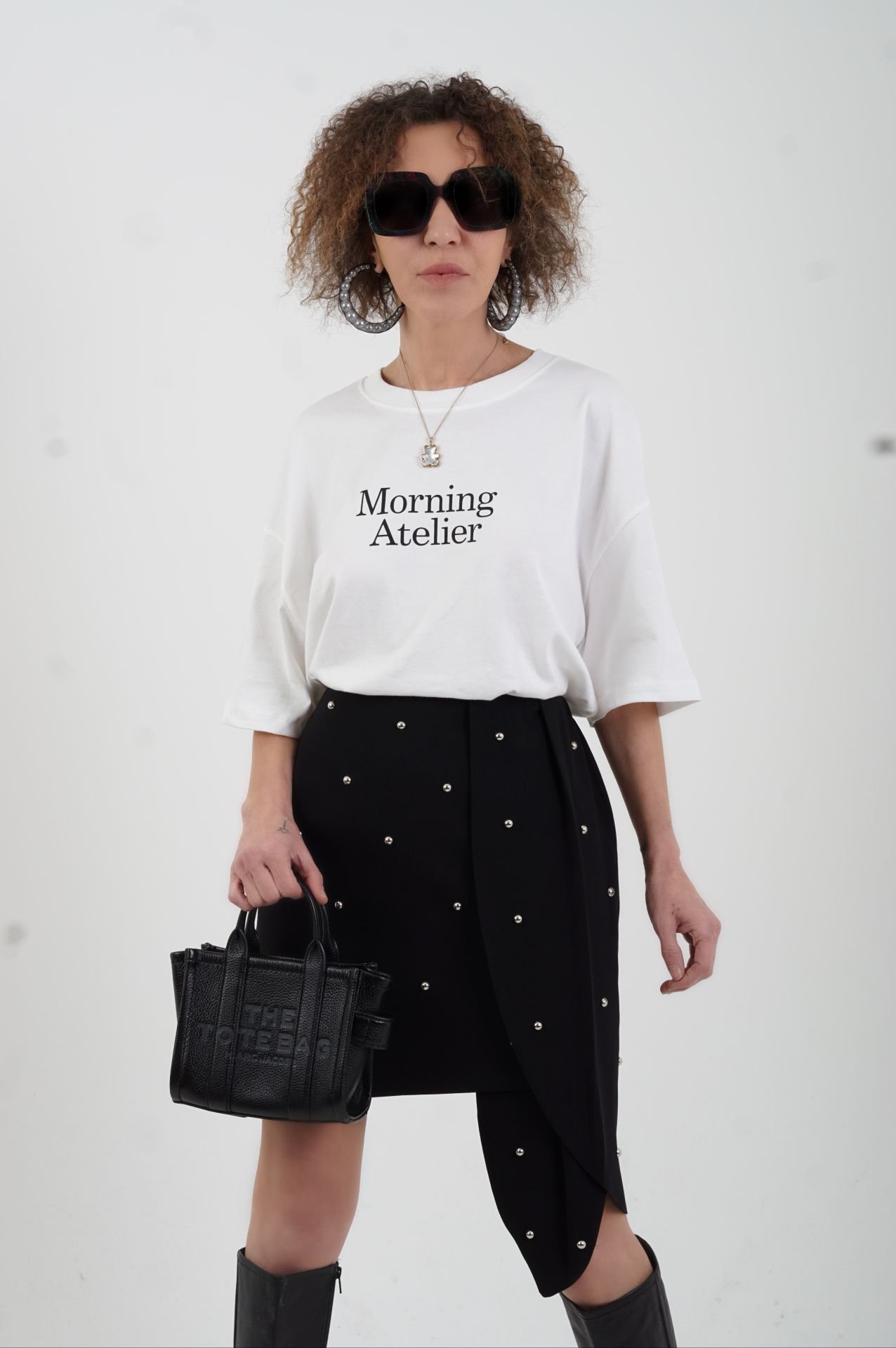 Ekru Morning Baskılı Oversize Tshirt