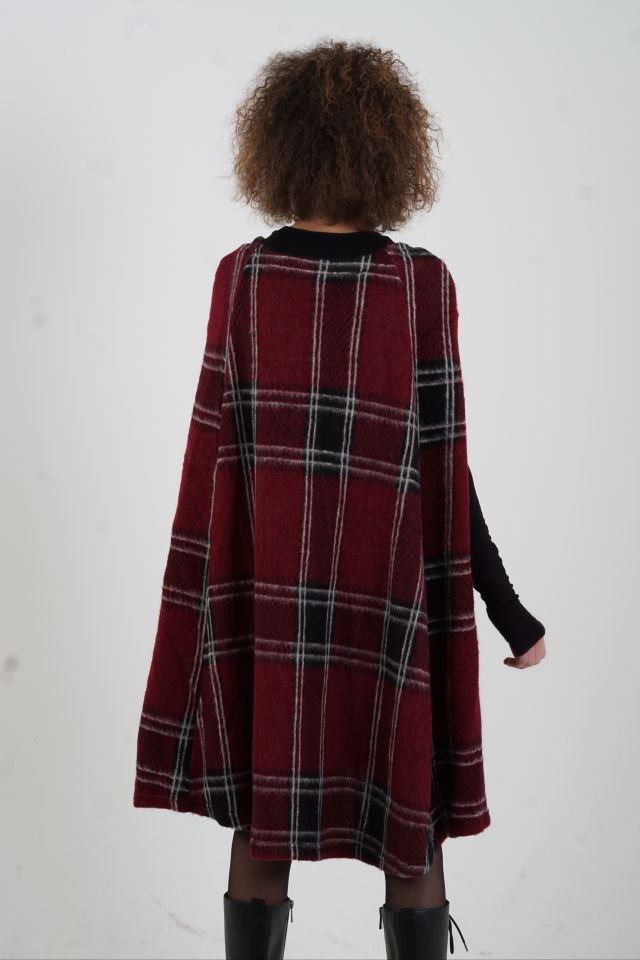 Bordo Ekoseli Pelerin