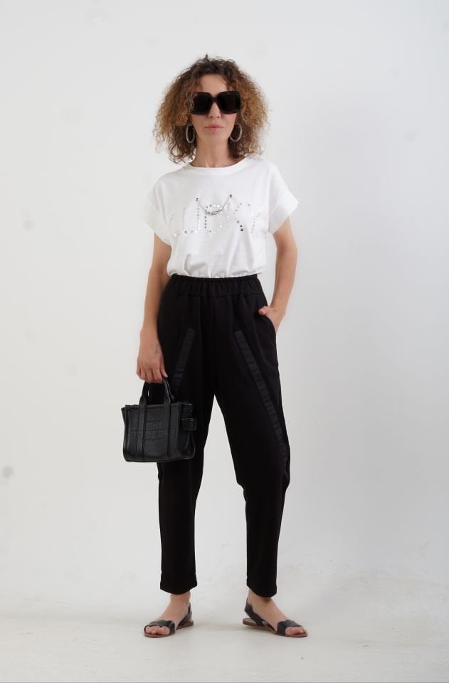 Diagonal Detaylı Jogger Pantolon