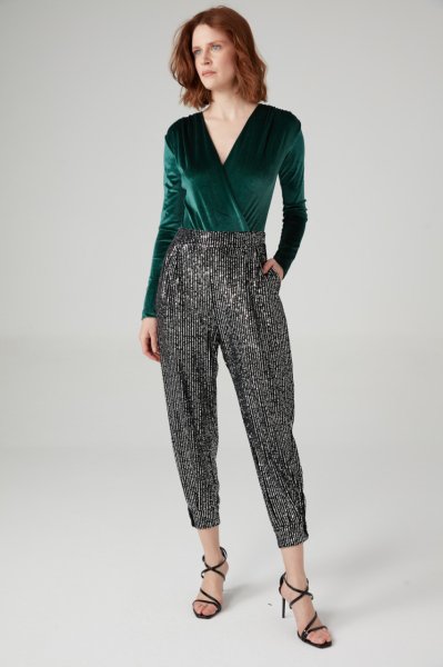 Kadife Bodysuit ZÜMRÜT YEŞİLİ - M