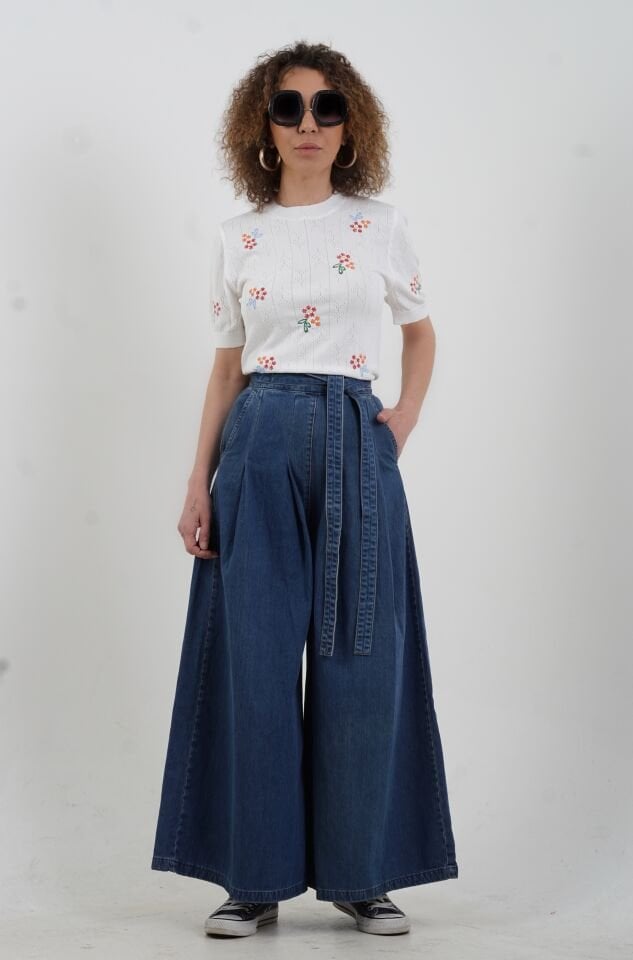 Denim Bol Paça Pantolon