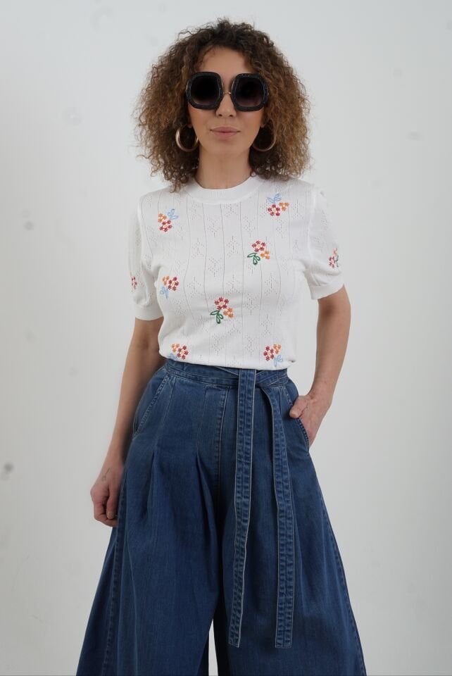 Denim Bol Paça Pantolon