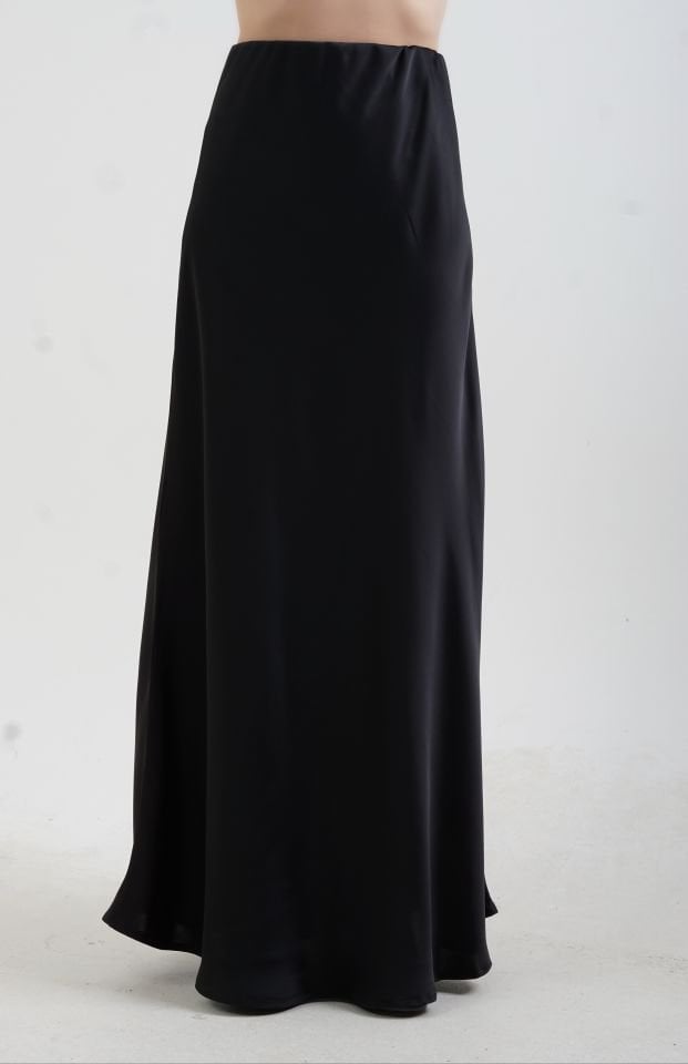 Siyah Tok Saten Maxi Boy Etek