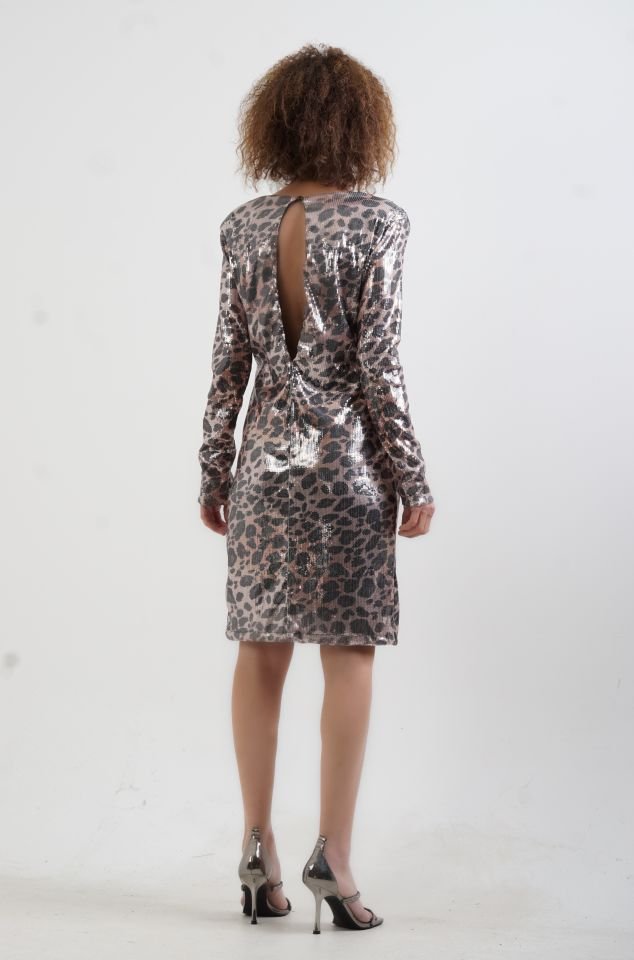 Leopar Pul Payetli Elbise